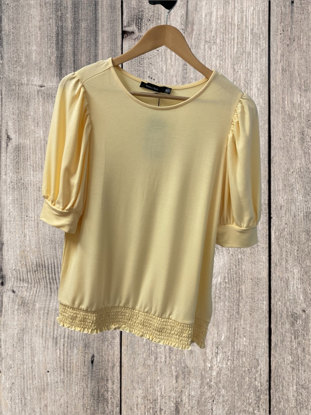 Doe & Rae Yellow Puff-Sleeve Knit Top
